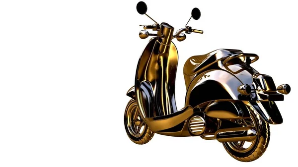 3d representación de una motocicleta de oro en aislado en un respaldo blanco — Foto de Stock