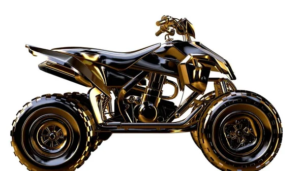 altın bir motosiklet üzerinde 3D render üzerinde beyaz bir backg izole