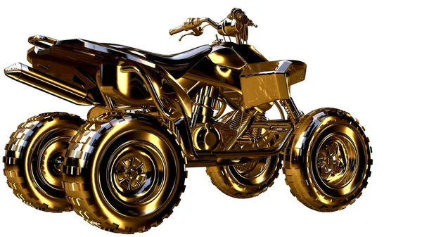 altın bir motosiklet üzerinde 3D render üzerinde beyaz bir backg izole