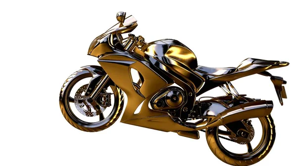 altın bir motosiklet üzerinde 3D render üzerinde beyaz bir backg izole