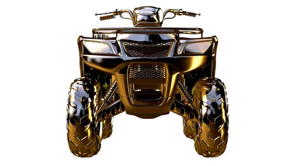 3D рендеринг золотого мотоцикла на изолированном белом фоне — стоковое фото