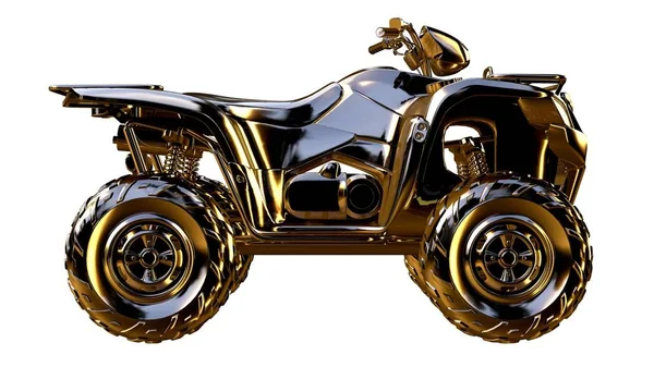 altın bir motosiklet üzerinde 3D render üzerinde beyaz bir backg izole