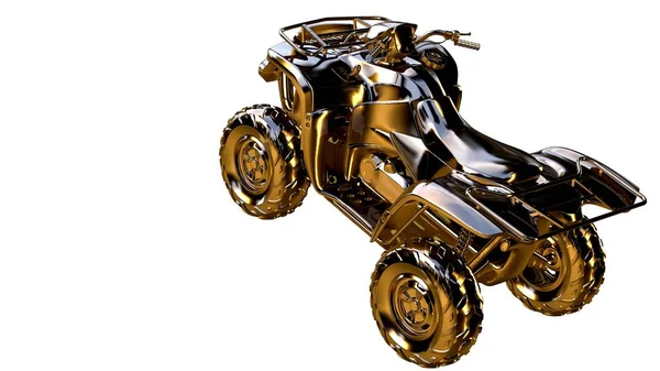 altın bir motosiklet üzerinde 3D render üzerinde beyaz bir backg izole