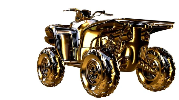 altın bir motosiklet üzerinde 3D render üzerinde beyaz bir backg izole