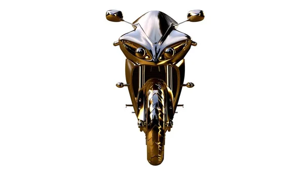 3d rendering of a golden motorcycle on isolated on a white backg — Stock Photo, Image