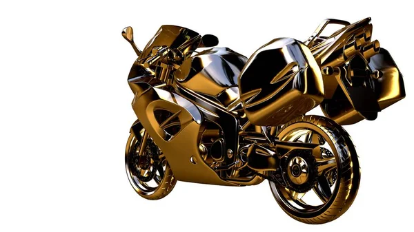 altın bir motosiklet üzerinde 3D render üzerinde beyaz bir backg izole