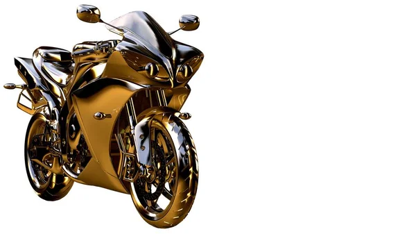 3d renderização de uma motocicleta dourada em isolado em um backg branco — Fotografia de Stock