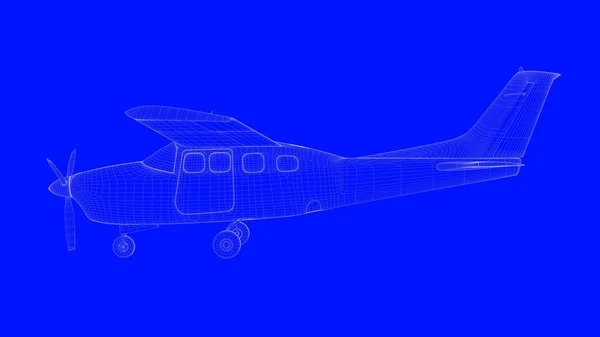 Rendering 3d di un aeroplano a stampa blu in righe bianche su una b blu — Foto Stock