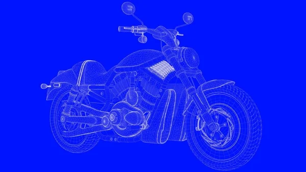 3D Render mavi bir bac üzerinde beyaz çizgiler mavi bir baskı motor