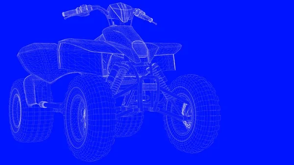 3D visszaadás-ból kék nyomtatási motoros, fehér vonalak, a kék bac — Stock Fotó