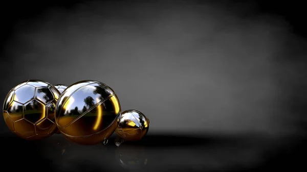 3D-Darstellung einer goldenen Kugel auf dunklem Hintergrund — Stockfoto
