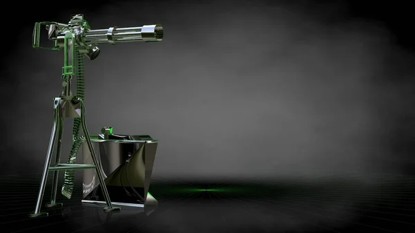 Representación 3d de una pistola de tiro reflectante con líneas perfiladas verdes — Foto de Stock