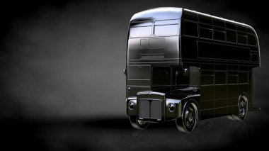 karanlık bir arka plan üzerinde metalik bir yansıtıcı kamyonun 3D render