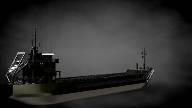 karanlık bir arka plan üzerinde yansıtıcı metal geminin 3D render