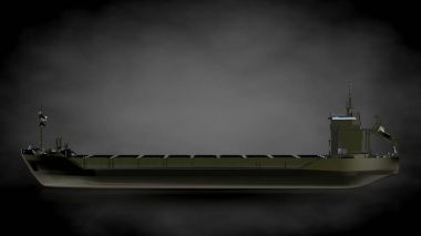 karanlık bir arka plan üzerinde yansıtıcı metal geminin 3D render