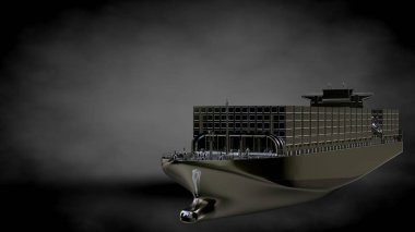 karanlık bir arka plan üzerinde yansıtıcı metal geminin 3D render