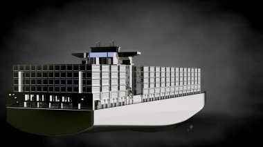 karanlık bir arka plan üzerinde yansıtıcı metal geminin 3D render