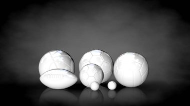 karanlık bir arka plan üzerinde beyaz bir yansıtıcı topları 3D render
