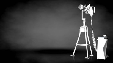 karanlık bir arka plan üzerinde beyaz bir yansıtıcı shootgun 3D render