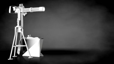 karanlık bir arka plan üzerinde beyaz bir yansıtıcı shootgun 3D render