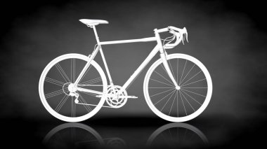 karanlık bir arka plan üzerinde beyaz bir yansıtıcı Bisiklet 3D render