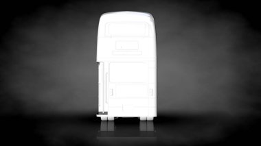 karanlık bir arka plan üzerinde beyaz bir yansıtıcı kamyonun 3D render