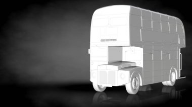 karanlık bir arka plan üzerinde beyaz bir yansıtıcı kamyonun 3D render