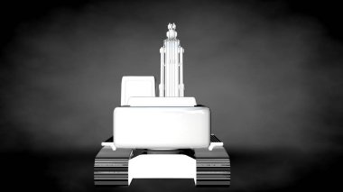 karanlık bir arka plan üzerinde beyaz bir yansıtıcı kazıcı 3D render