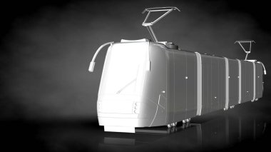 karanlık bir arka plan üzerinde beyaz bir yansıtıcı tren 3D render