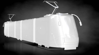 karanlık bir arka plan üzerinde beyaz bir yansıtıcı tren 3D render