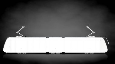 karanlık bir arka plan üzerinde beyaz bir yansıtıcı tren 3D render