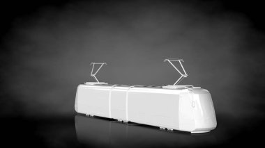 karanlık bir arka plan üzerinde beyaz bir yansıtıcı tren 3D render