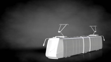 karanlık bir arka plan üzerinde beyaz bir yansıtıcı tren 3D render
