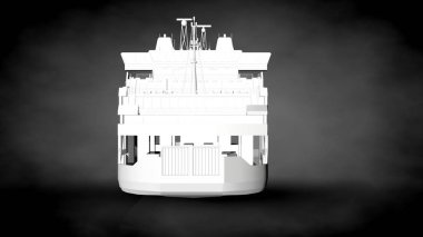 karanlık bir arka plan üzerinde beyaz bir yansıtıcı gemisinin 3D render