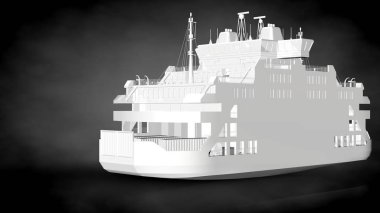 karanlık bir arka plan üzerinde beyaz bir yansıtıcı gemisinin 3D render