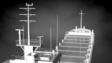 karanlık bir arka plan üzerinde beyaz bir yansıtıcı gemisinin 3D render