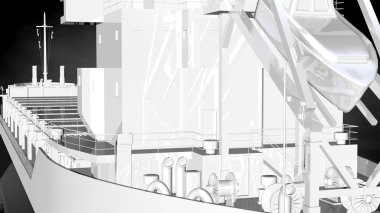 karanlık bir arka plan üzerinde beyaz bir yansıtıcı gemisinin 3D render