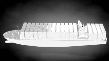 karanlık bir arka plan üzerinde beyaz bir yansıtıcı gemisinin 3D render