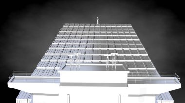 karanlık bir arka plan üzerinde beyaz bir yansıtıcı gemisinin 3D render