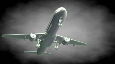 yansıtıcı bir uçak yeşil anahatları belirlenmiş çizgiler ile 3D render 