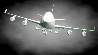 yansıtıcı bir uçak yeşil anahatları belirlenmiş çizgiler ile 3D render 