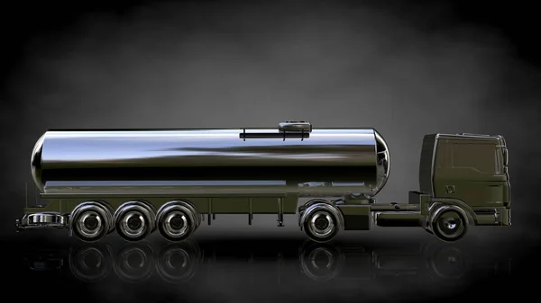 3d rendering of a metalic reflective truck on a dark background — Stock Photo, Image