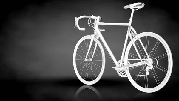 Karanlık bir arka plan üzerinde beyaz bir yansıtıcı Bisiklet 3D render — Stok fotoğraf