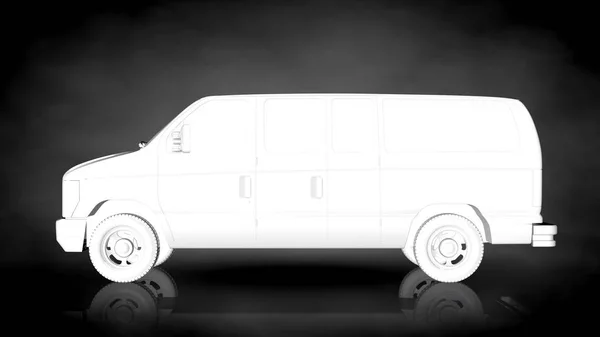 3D representación de un camión reflectante blanco sobre un fondo oscuro — Foto de Stock