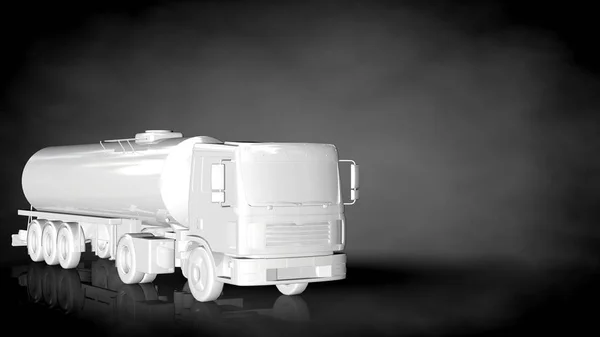 3D візуалізація білої рефлекторної вантажівки на темному тлі — стокове фото