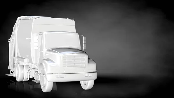 3d rendering of a white reflective truck on a dark background — Stock Photo, Image