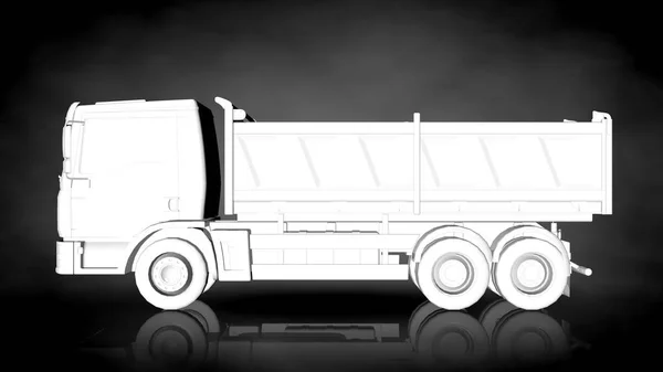 3d rendu d'un camion blanc réfléchissant sur un fond sombre — Photo