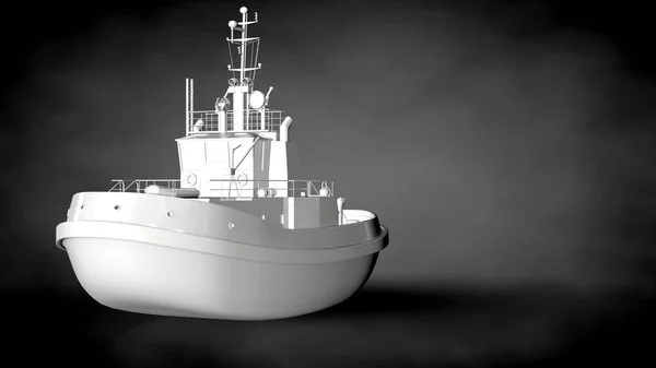 3D rendering λευκή αντανακλαστική πλοίου σε σκούρο φόντο — Φωτογραφία Αρχείου