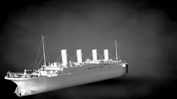 3D-weergave van een witte reflecterende schip op een donkere achtergrond — Stockfoto