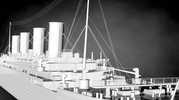3D rendering λευκή αντανακλαστική πλοίου σε σκούρο φόντο — Φωτογραφία Αρχείου